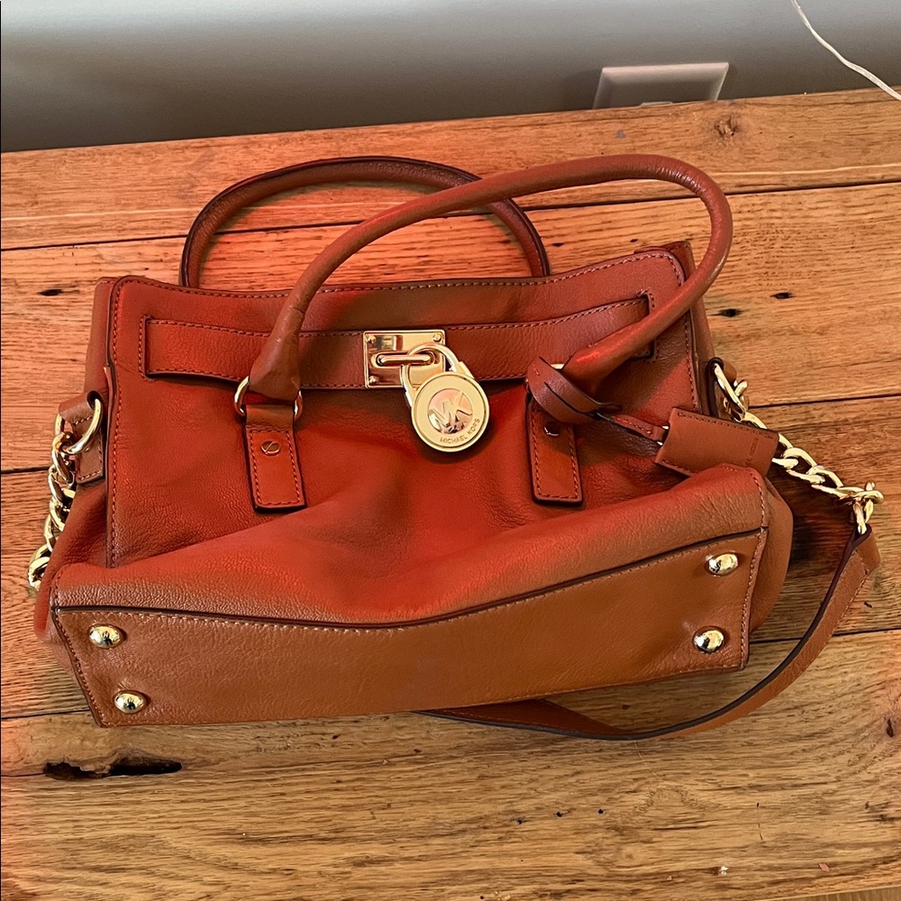 Michael Kors Tan Leather Satchel with Gold Hardware